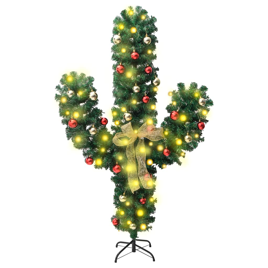 Cactus di Natale con Base e LED Verde 150 cm PVC - homemem39