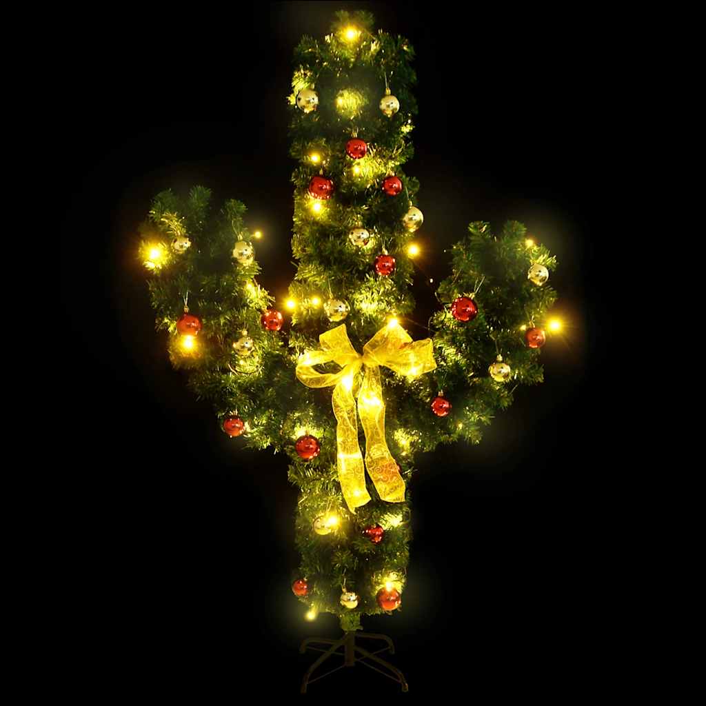 Cactus di Natale con Base e LED Verde 150 cm PVC - homemem39