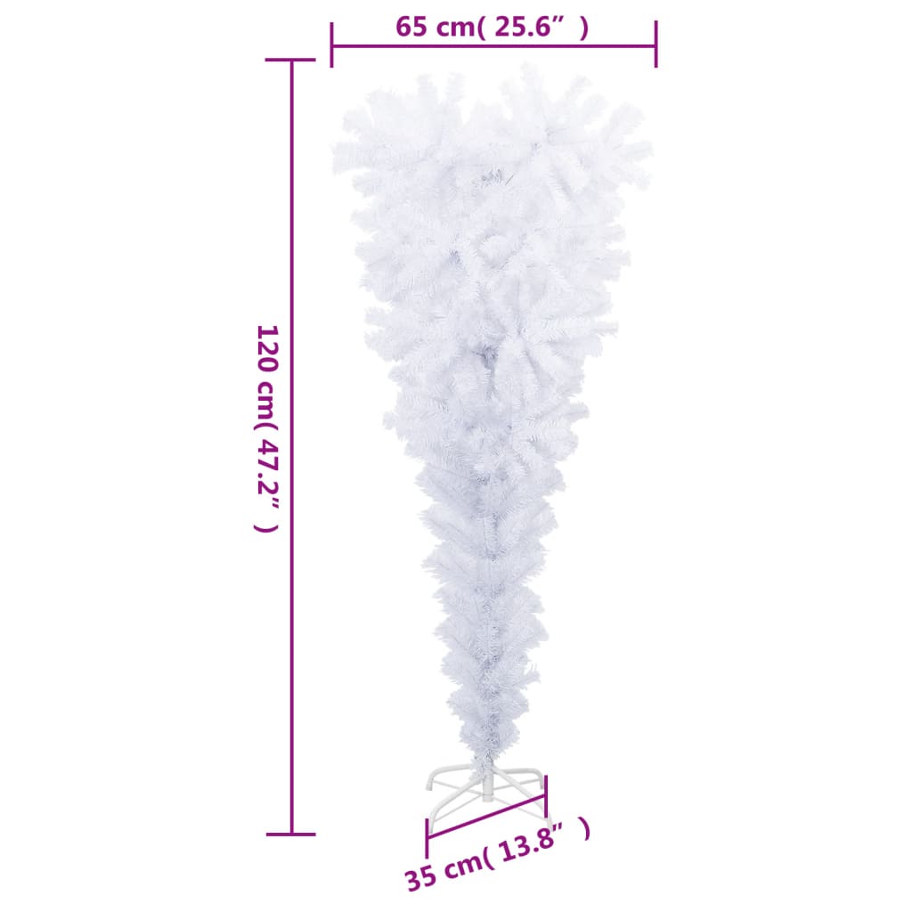 Albero di Natale Artificiale Capovolto con Base Bianco 120 cm - homemem39