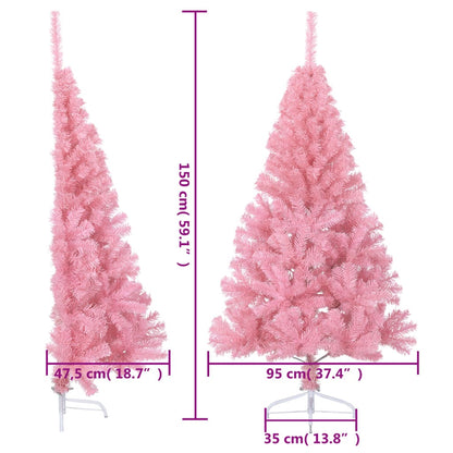 Albero di Natale Artificiale a Metà con Supporto Rosa 150cm PVC