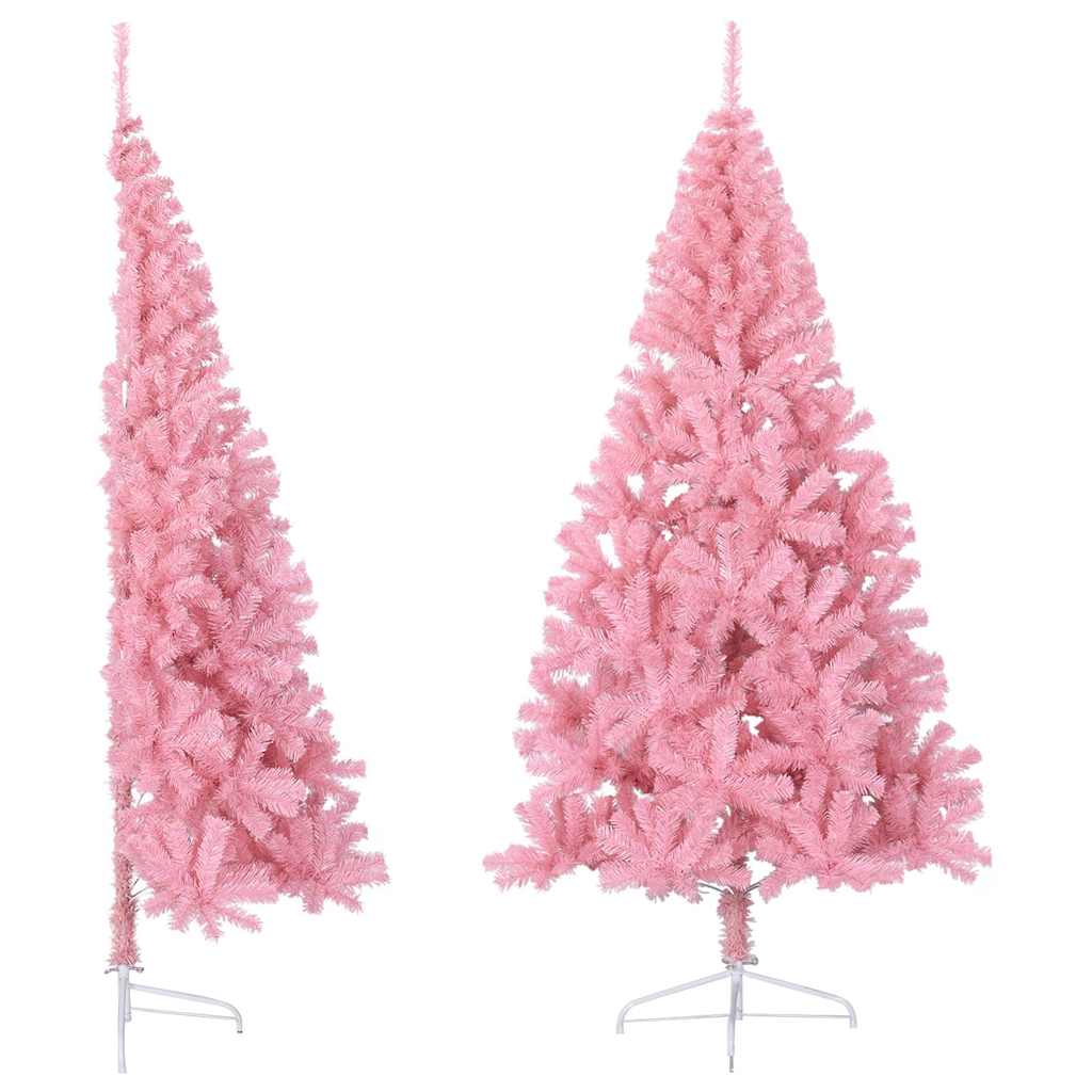 Albero di Natale Artificiale a Metà con Supporto Rosa 180cm PVC | homemem39
