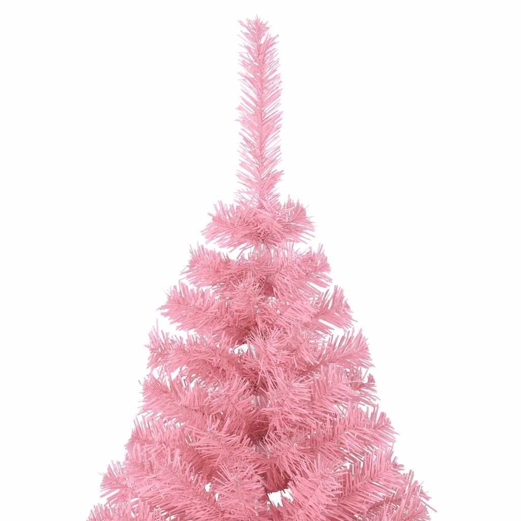 Albero di Natale Artificiale a Metà con Supporto Rosa 180cm PVC