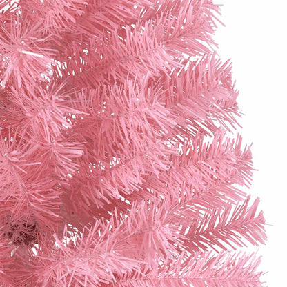 Albero di Natale Artificiale a Metà con Supporto Rosa 180cm PVC
