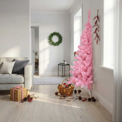 Albero di Natale Artificiale a Metà con Supporto Rosa 180cm PVC | homemem39