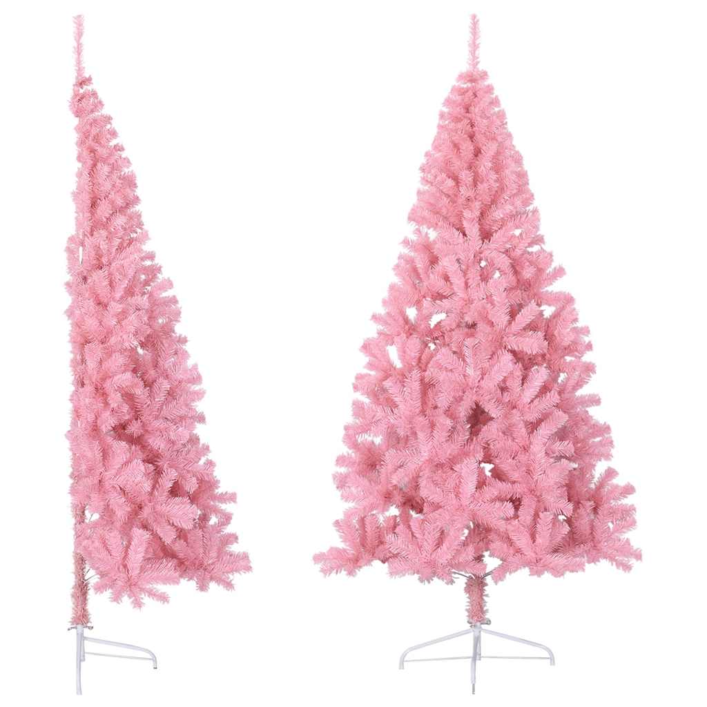 Albero di Natale Artificiale a Metà con Supporto Rosa 240cm PVC | homemem39