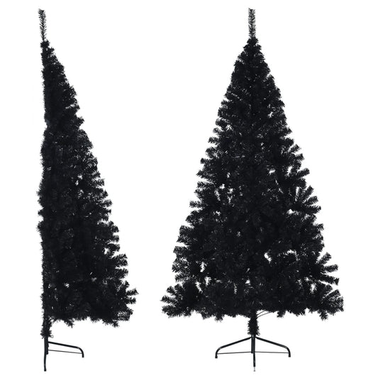 Albero di Natale Artificiale a Metà con Base Nero 210 cm PVC