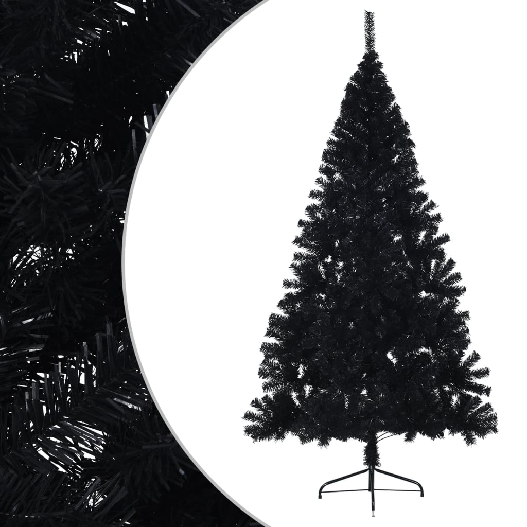 Albero di Natale Artificiale a Metà con Base Nero 240 cm PVC