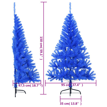 Albero di Natale Artificiale a Metà con Supporto Blu 150 cm PVC