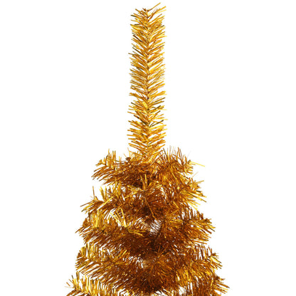 Albero di Natale Artificiale a Metà con Supporto Oro 120 cm PET