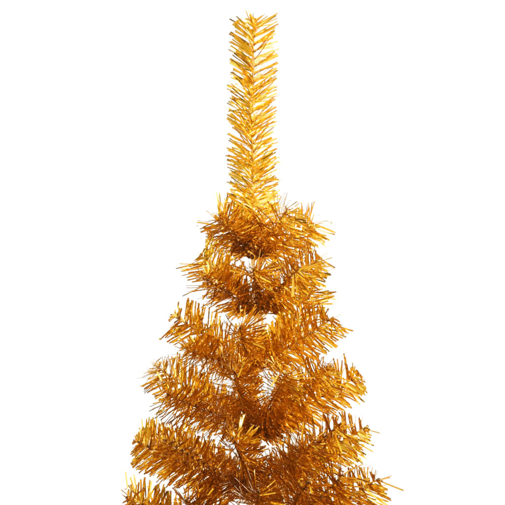 Albero di Natale Artificiale a Metà con Supporto Oro 240 cm PET