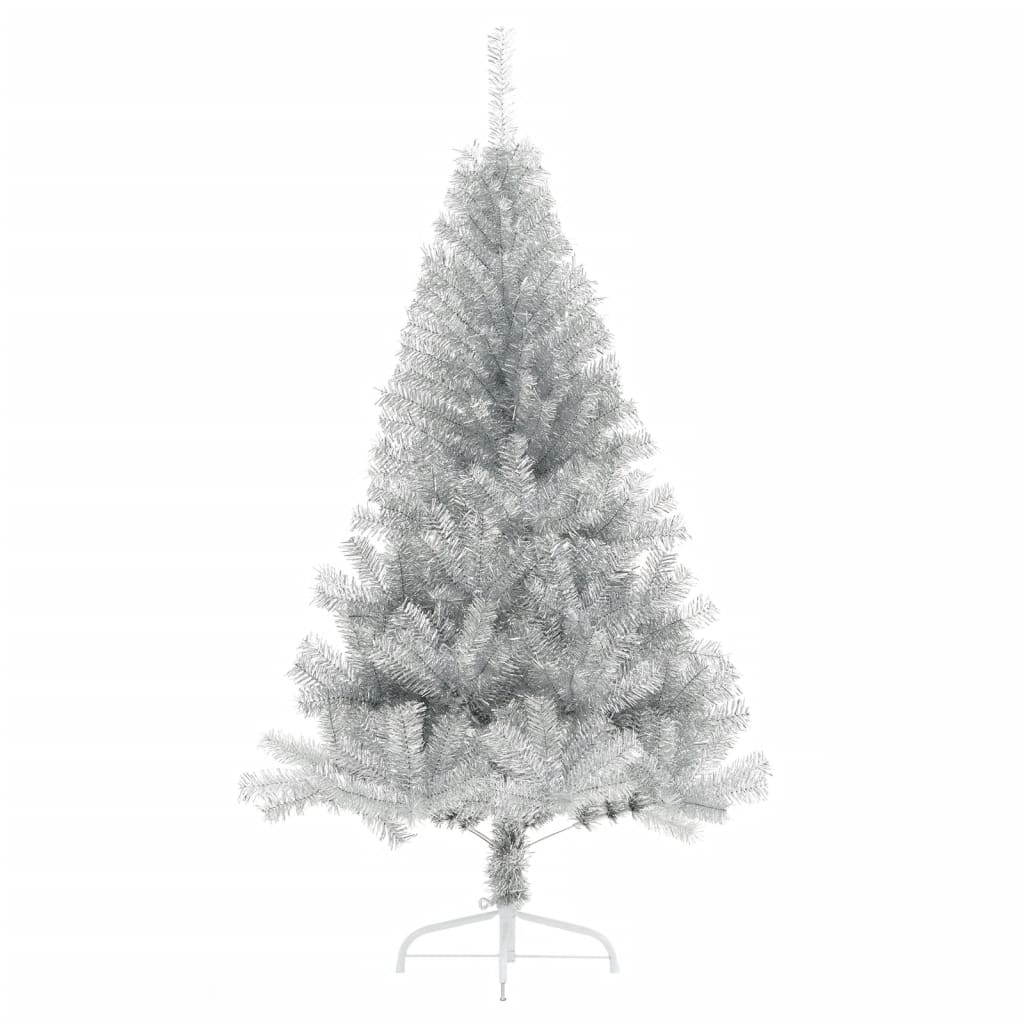 Albero di Natale a Metà con Supporto Argento 120 cm PET