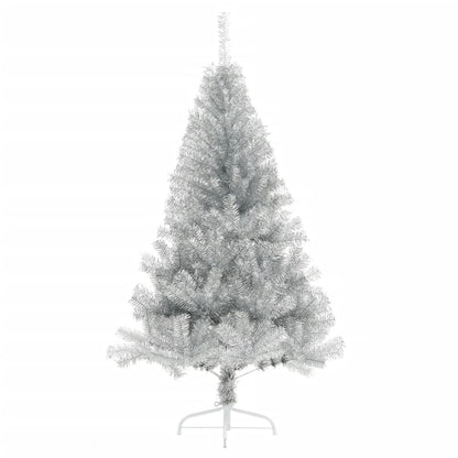 Albero di Natale a Metà con Supporto Argento 120 cm PET