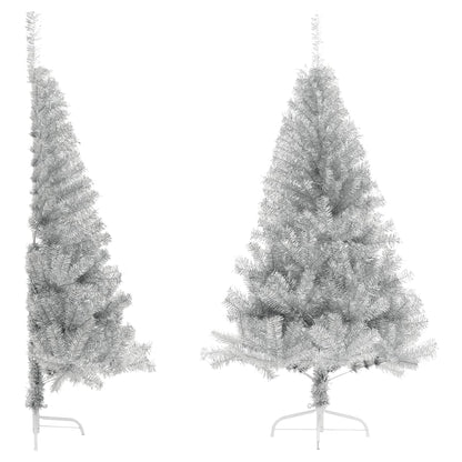 Albero di Natale a Metà con Supporto Argento 180 cm PET