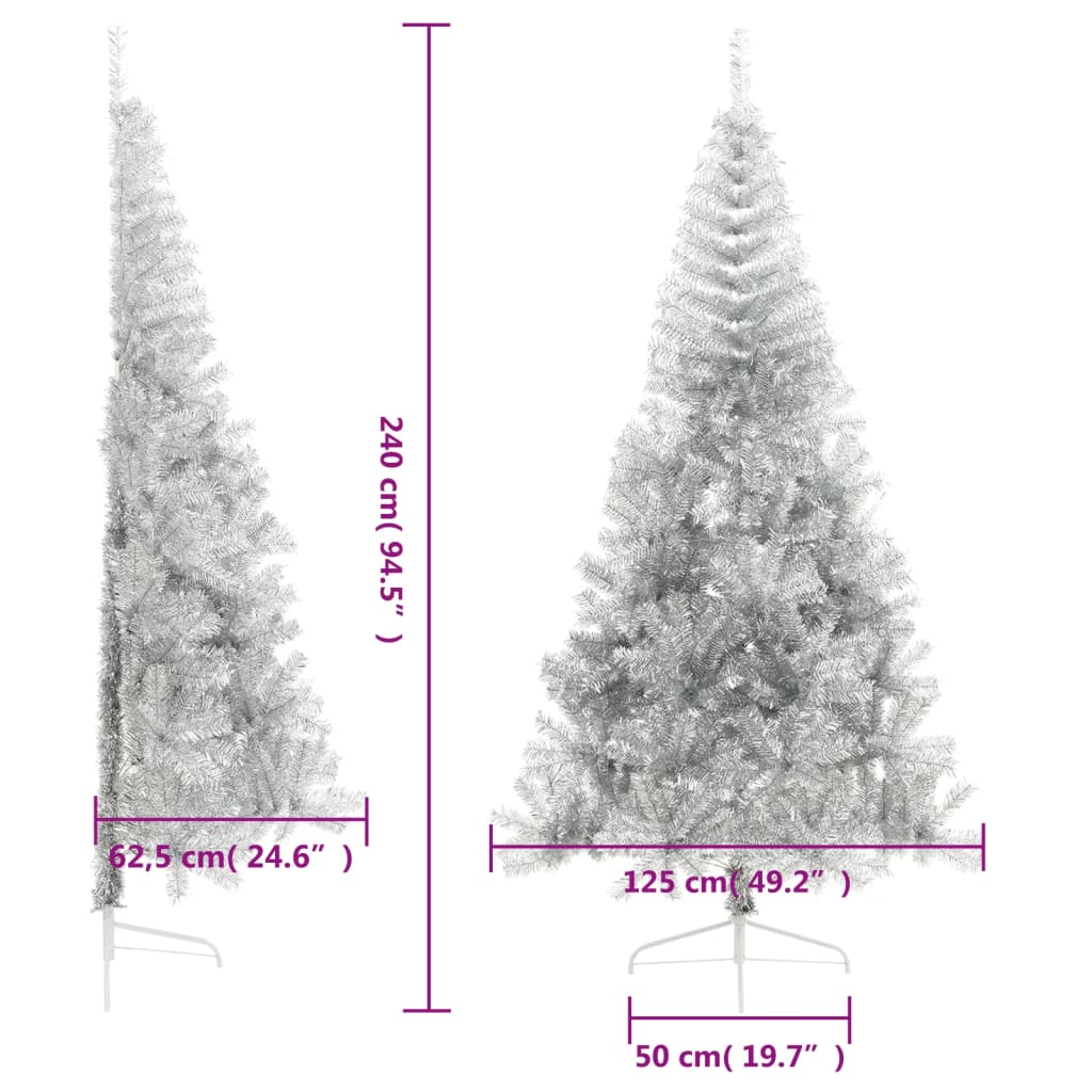 Albero di Natale a Metà con Supporto Argento 240 cm PET - homemem39