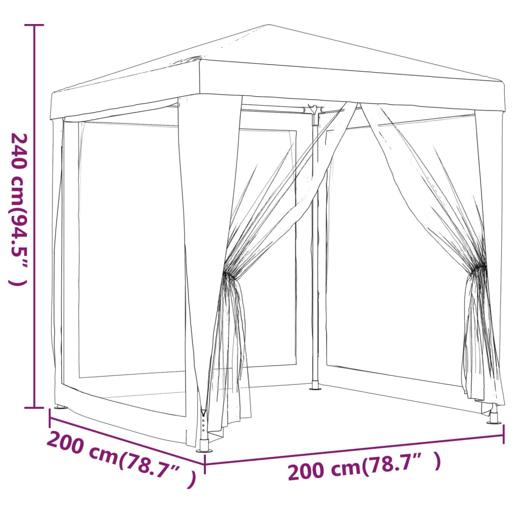 Tenda per Feste con 4 Pareti in Rete Antracite 2x2 m in HDPE | homemem39