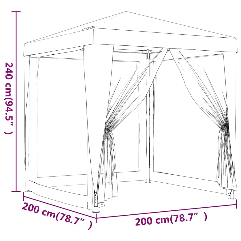 Tenda per Feste con Pareti Laterali in Rete 2x2 m HDPE