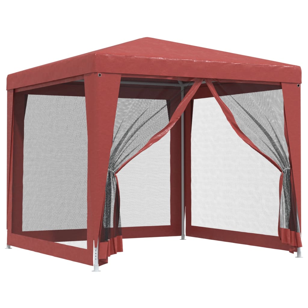 Tenda per Feste 4 Pareti Laterali in Rete Rossa 2,5x2,5m HDPE | homemem39
