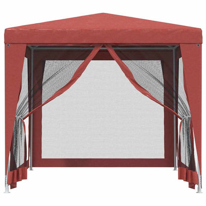 Tenda per Feste 4 Pareti Laterali in Rete Rossa 2,5x2,5m HDPE