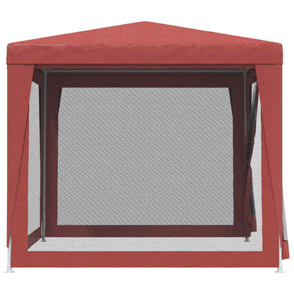 Tenda per Feste 4 Pareti Laterali in Rete Rossa 2,5x2,5m HDPE