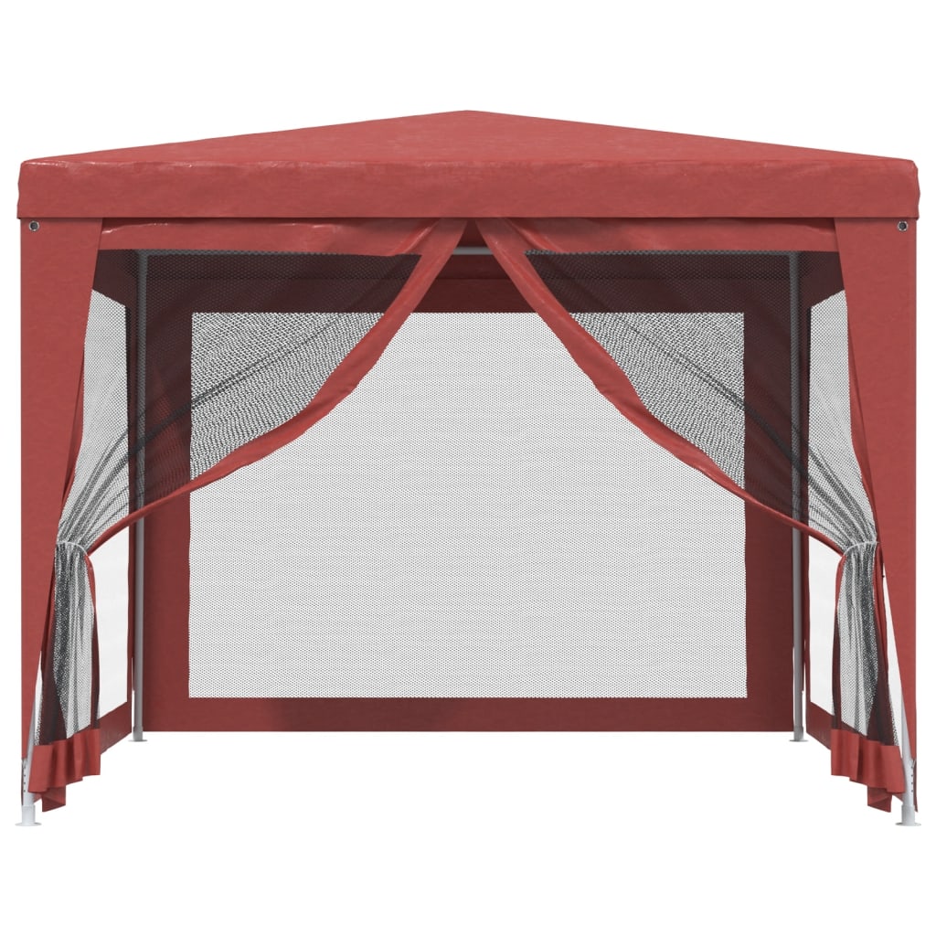 Tenda per Feste con Pareti Laterali in Rete Rossa 3x3 m HDPE | homemem39