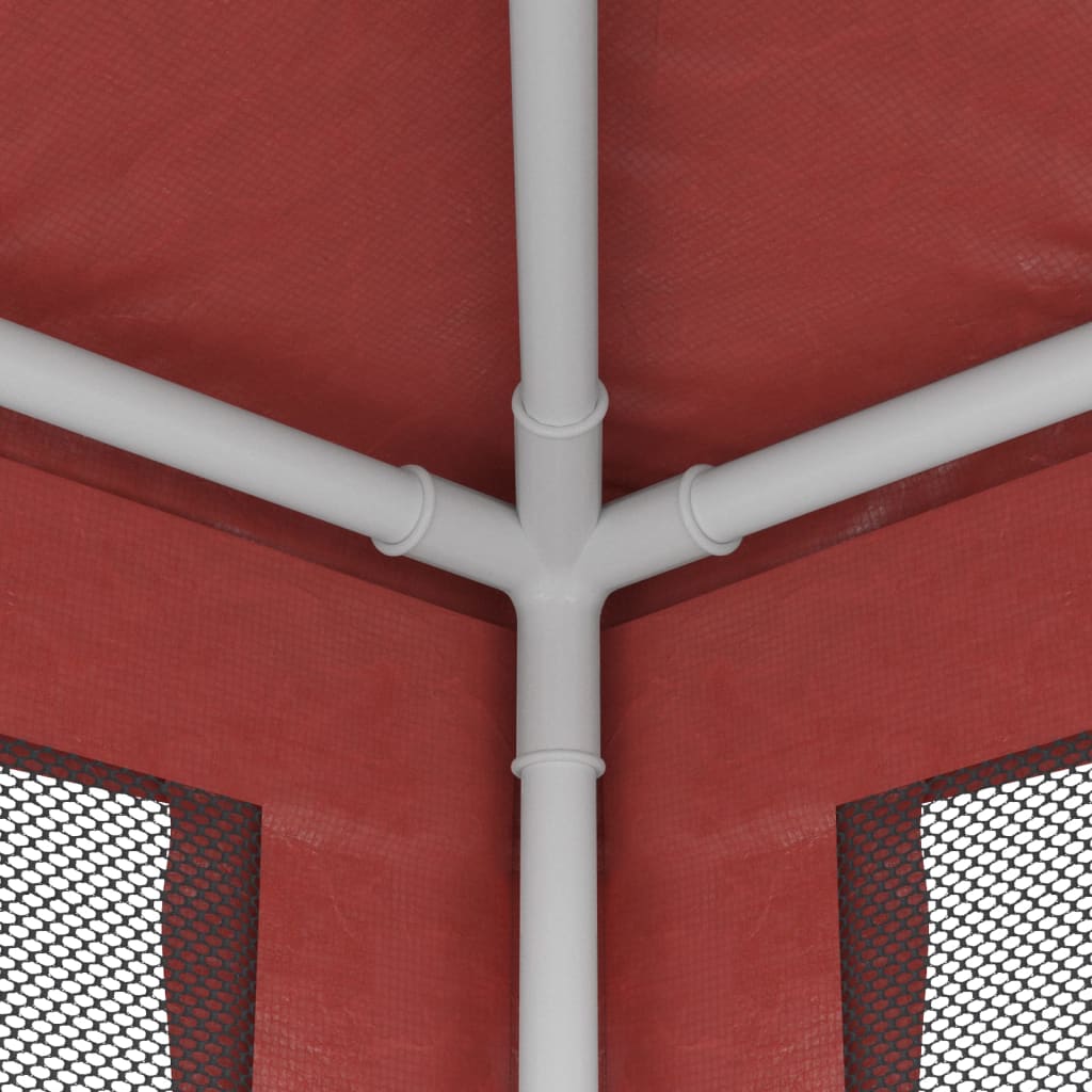 Tenda per Feste con Pareti Laterali in Rete Rossa 3x3 m HDPE | homemem39