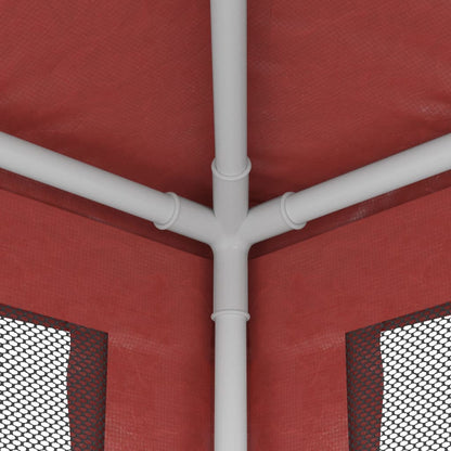 Tenda per Feste con Pareti Laterali in Rete Rossa 3x3 m HDPE | homemem39