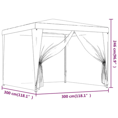 Tenda per Feste con Pareti Laterali in Rete Rossa 3x3 m HDPE | homemem39