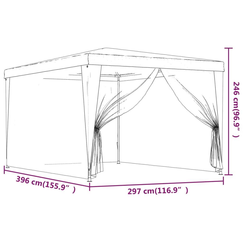 Tenda per Feste con 4 Pareti in Rete Antracite 3x4 m in HDPE | homemem39