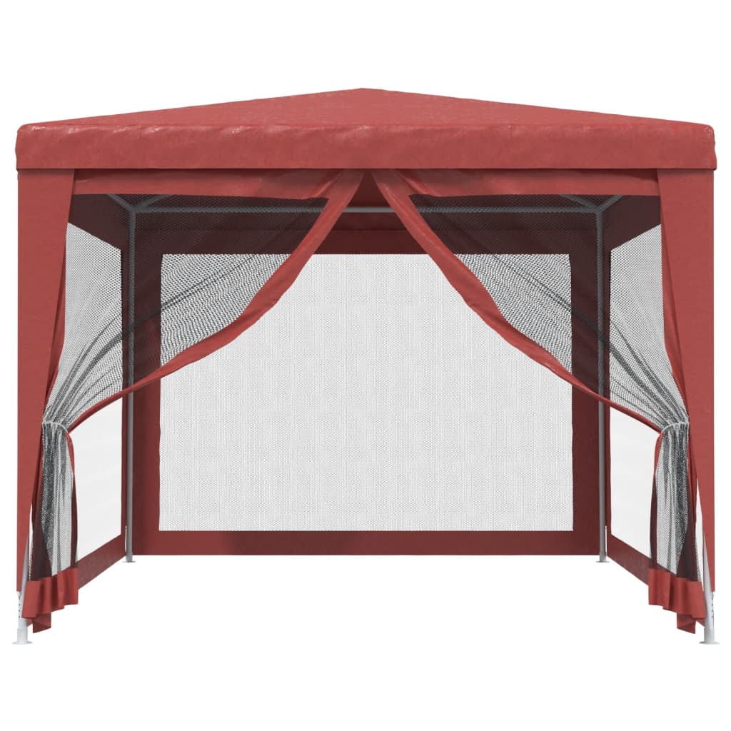 Tenda per Feste con Pareti Laterali in Rete Rossa 3x4 m HDPE | homemem39