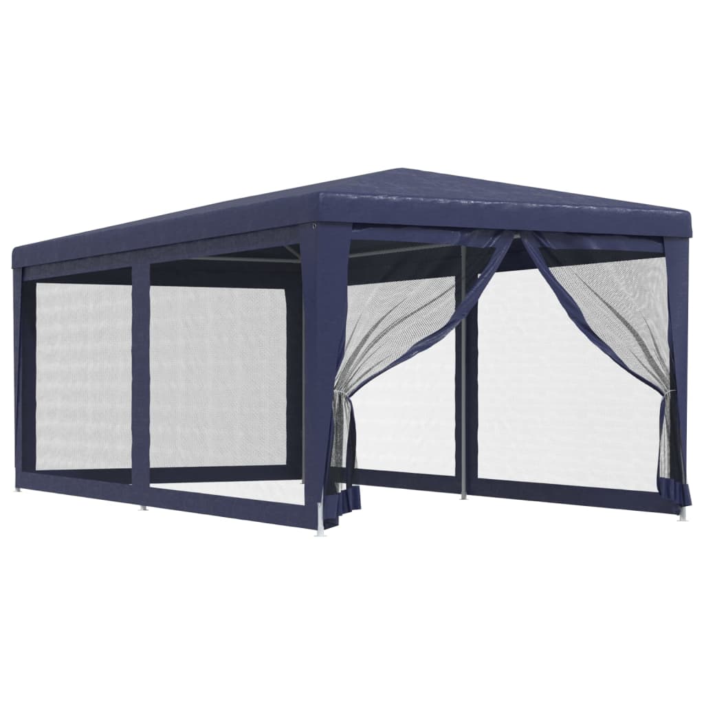 Tenda per Feste con 6 Pareti Laterali in Rete Blu 3x6 m HDPE | homemem39