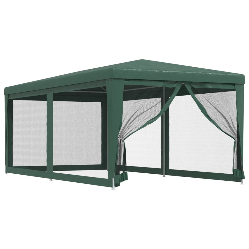 Tenda per Feste con 6 Pareti Laterali in Rete Verde 3x6 m HDPE | homemem39