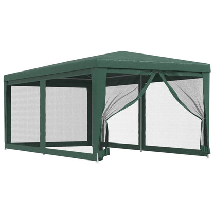 Tenda per Feste con 6 Pareti Laterali in Rete Verde 3x6 m HDPE | homemem39