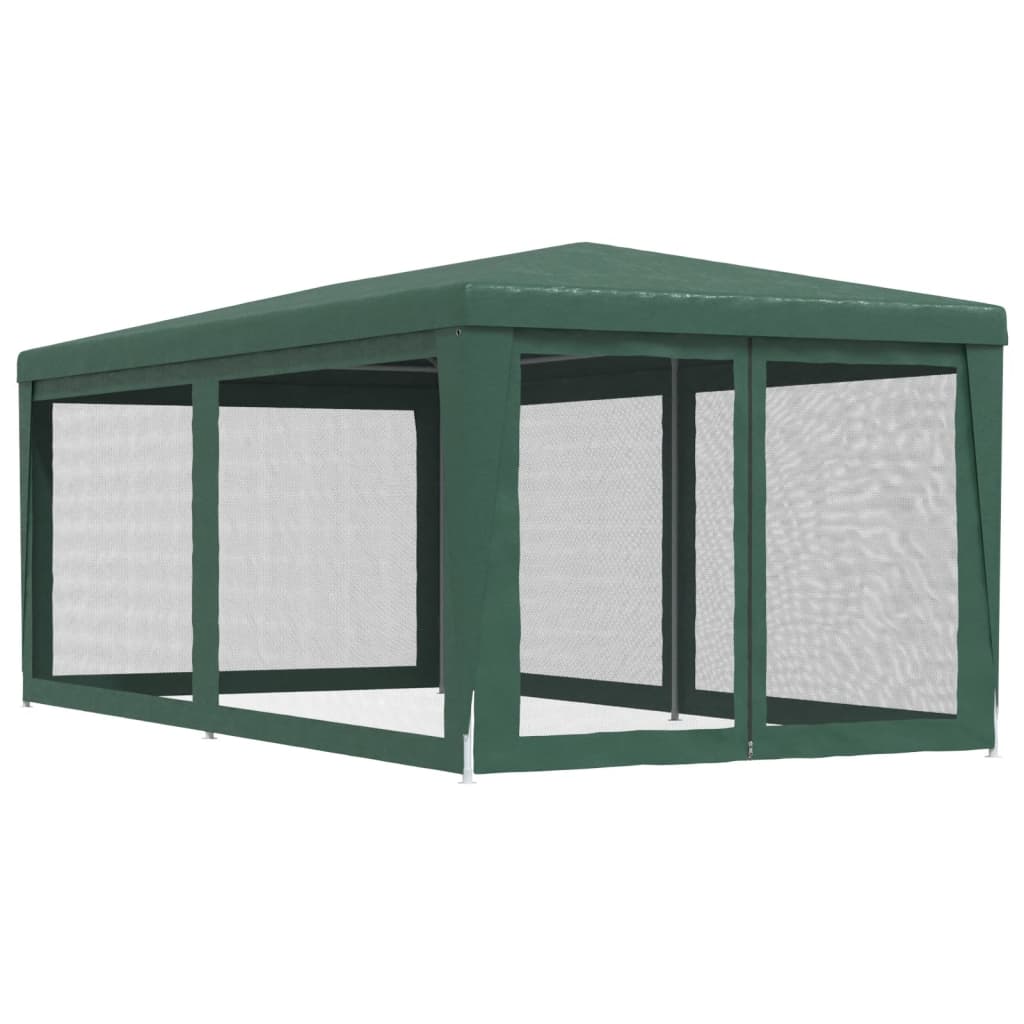 Tenda per Feste con 6 Pareti Laterali in Rete Verde 3x6 m HDPE | homemem39