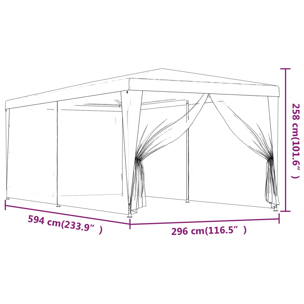 Tenda per Feste con 6 Pareti Laterali in Rete Verde 3x6 m HDPE | homemem39