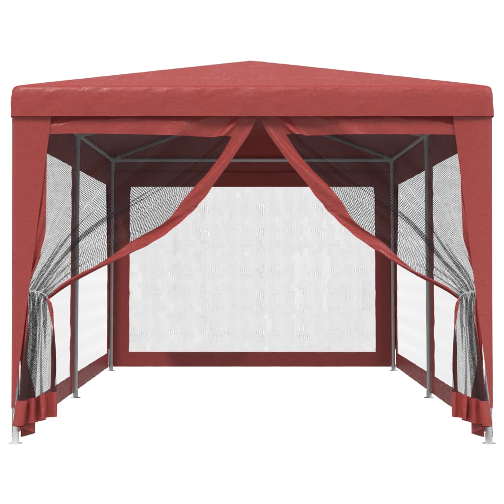 Tenda per Feste con 6 Pareti Laterali in Rete Rossa 3x6 m HDPE | homemem39