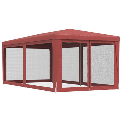 Tenda per Feste con 6 Pareti Laterali in Rete Rossa 3x6 m HDPE | homemem39