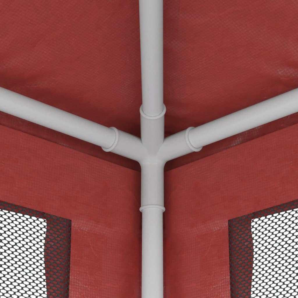 Tenda per Feste con 6 Pareti Laterali in Rete Rossa 3x6 m HDPE | homemem39
