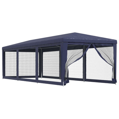 Tenda per Feste con 8 Pareti Laterali in Rete Blu 3x9 m HDPE | homemem39
