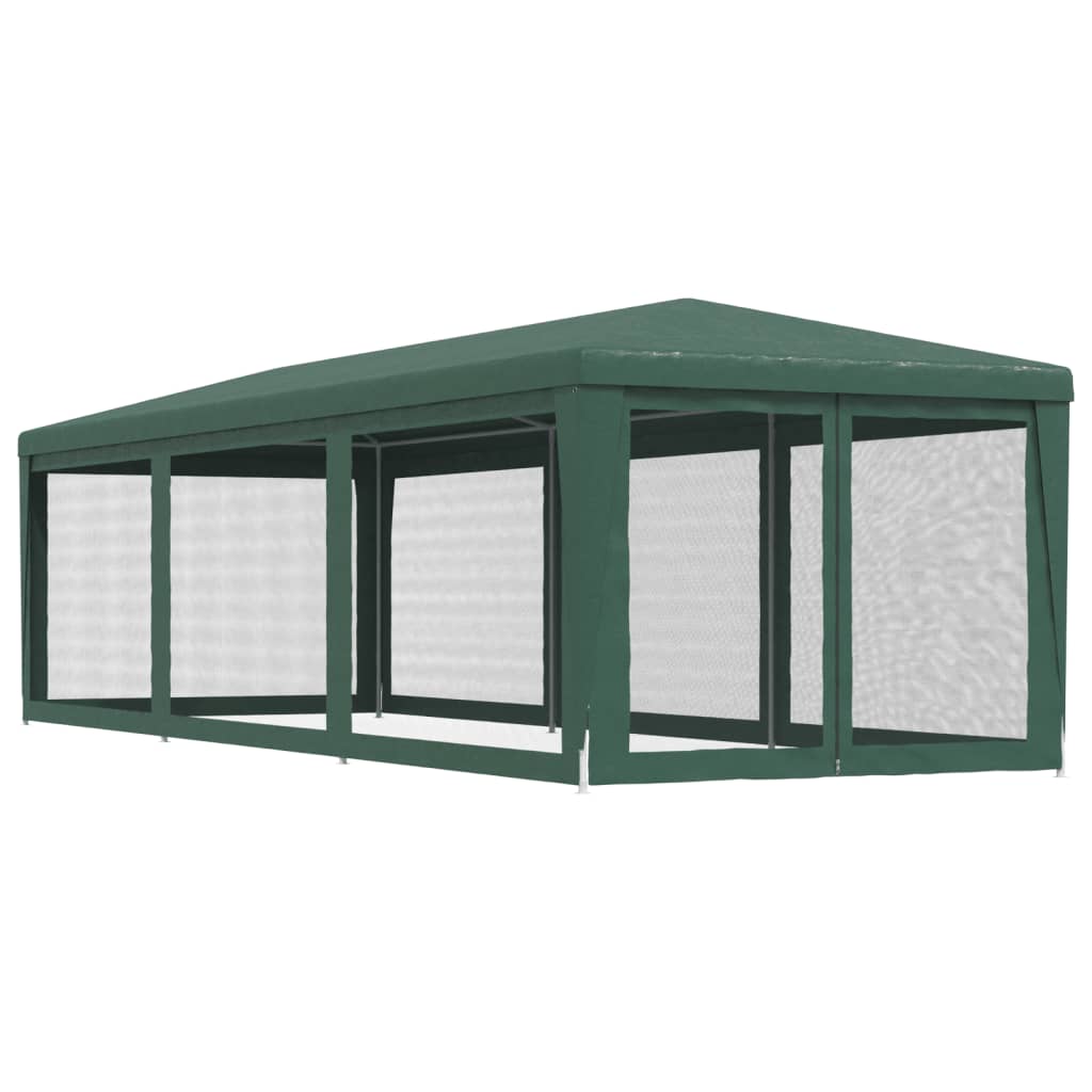 Tenda per Feste con 8 Pareti Laterali in Rete Verde 3x9 m HDPE | homemem39