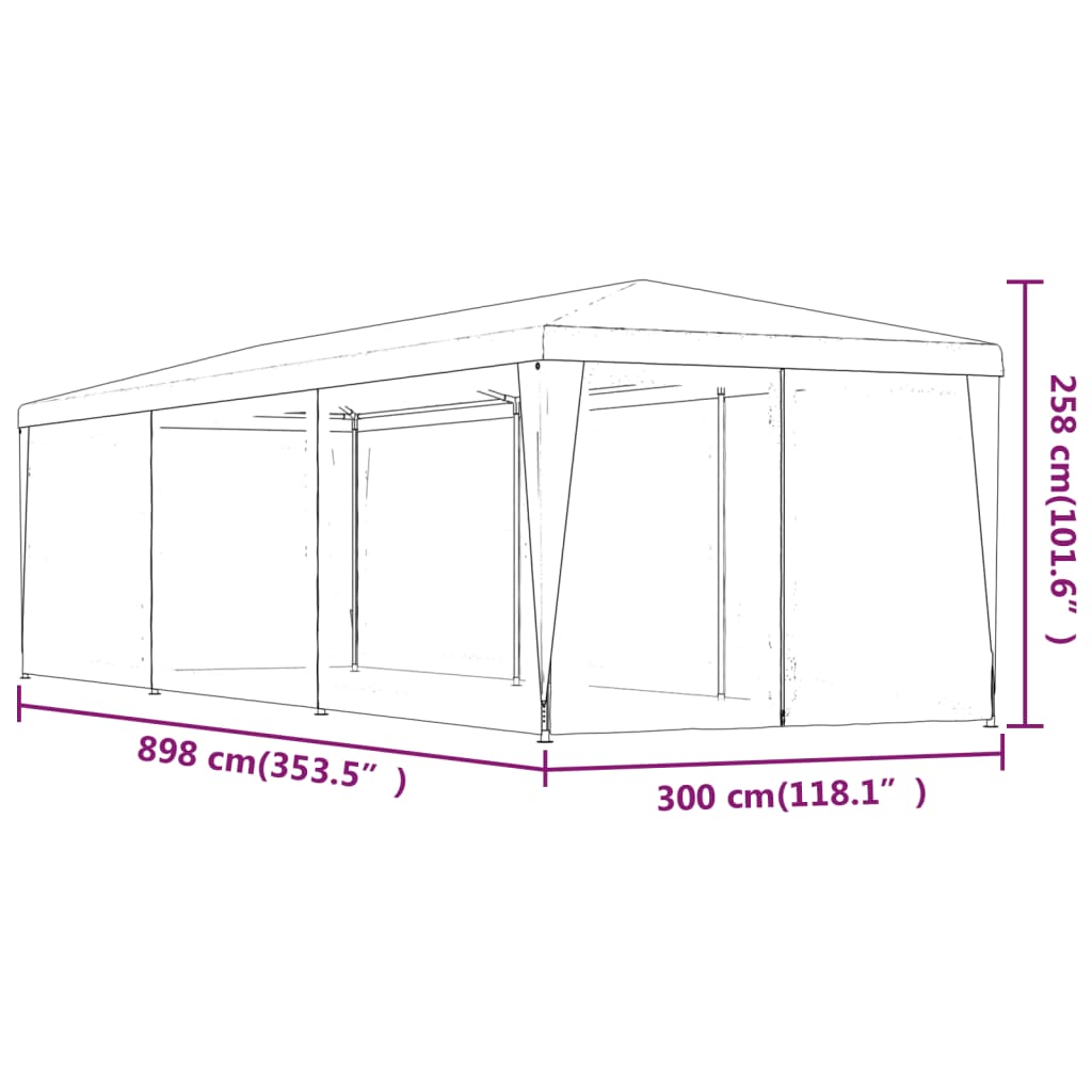 Tenda per Feste con 8 Pareti in Rete Antracite 3x9 m in HDPE | homemem39