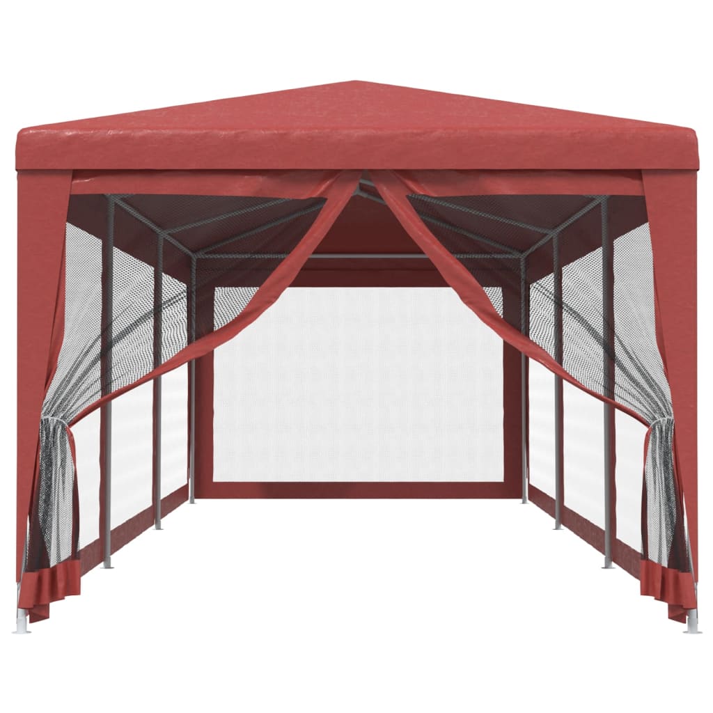 Tenda per Feste con Pareti Laterali in Rete Rossa 3x9 m HDPE | homemem39