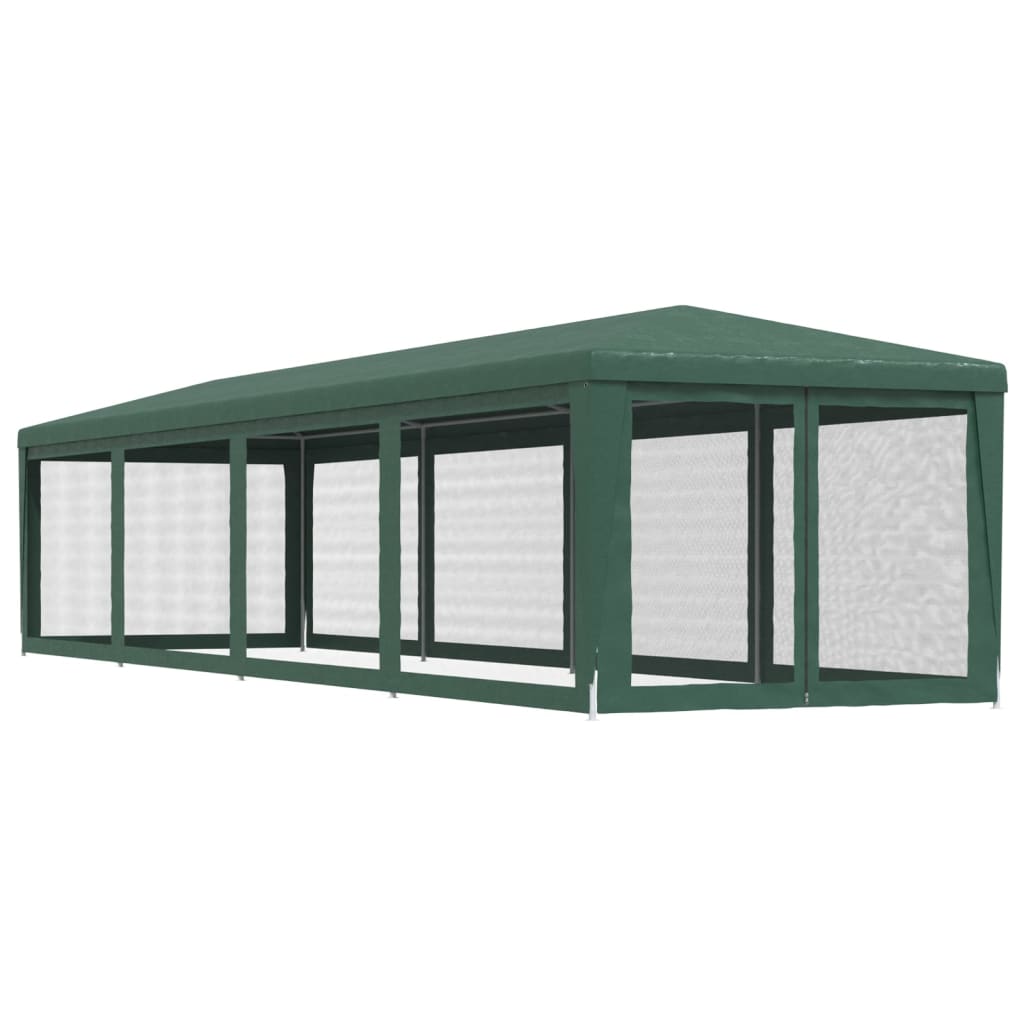 Tenda per Feste con 10 Pareti Laterali in Rete Verde 3x12m HDPE | homemem39