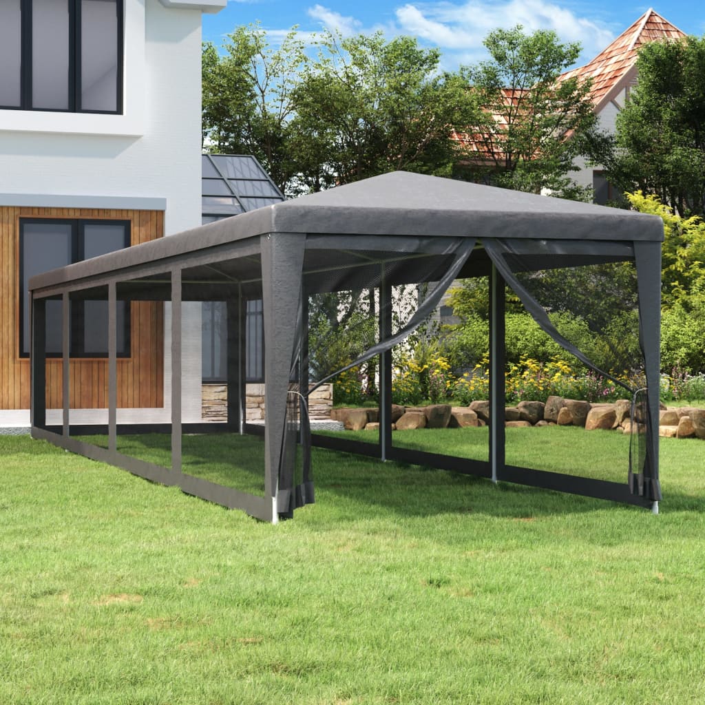 Tenda per Feste con 10 Pareti in Rete Antracite 3x12 m in HDPE | homemem39