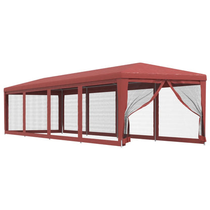 Tenda per Feste con 10 Pareti Laterali in Rete Rossa 3x12m HDPE | homemem39
