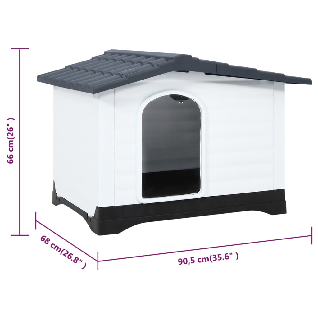 Casetta per Cani Grigia 90,5x68x66 cm in Polipropilene - homemem39
