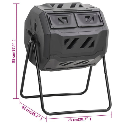 Compostiera da Giardino Nera 73x64x95 cm da 160 L - homemem39