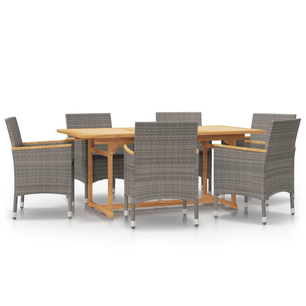 Set da Pranzo per Giardino 7 pz con Cuscini Grigio | homemem39