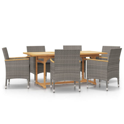 Set da Pranzo per Giardino 7 pz con Cuscini Grigio | homemem39
