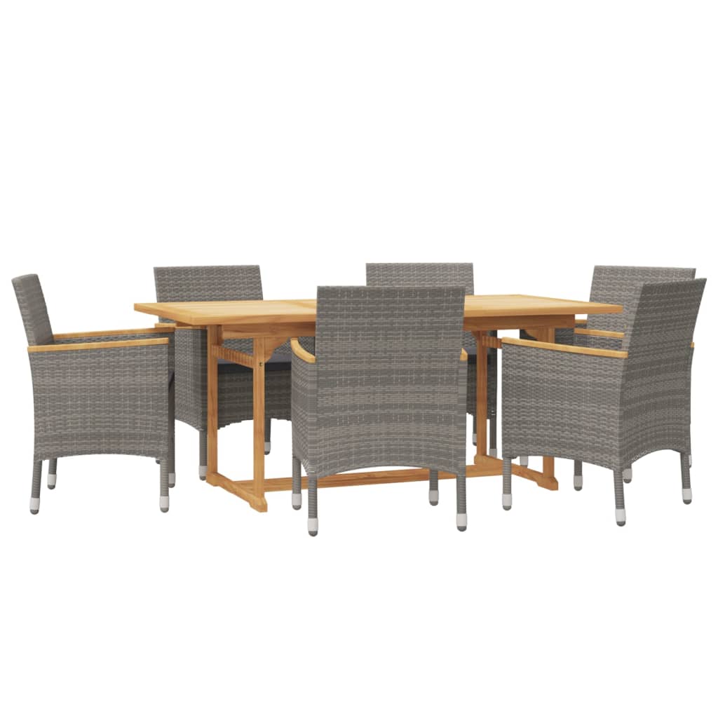 Set da Pranzo per Giardino 7 pz con Cuscini Grigio | homemem39