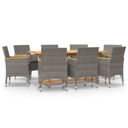 Set da Pranzo per Giardino 9 pz con Cuscini Grigio | homemem39